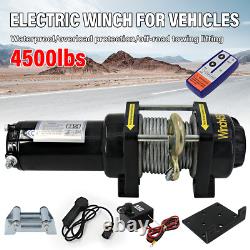 Electric Winch 4500lbs 12v RocwooD Steel Heavy Duty Fairlead Remote Control