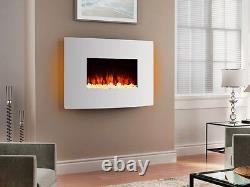 Endeavour Fires Egton White Wall Mounted Electric Fire, White Curved Glass