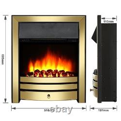 Endeavour Fires Roxby Inset Electric Fire, Brass Trim and Fret, Remote control