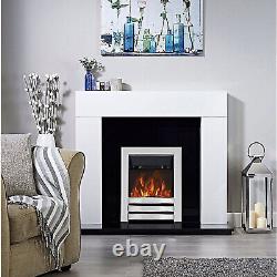 Focal Point Electric Fire Heater Chrome Fan Flame Effect Remote Control 2 kW