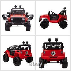 HOMCOM 12V Kids Electric Ride On Car Truck Off-road Toy With Remote Control Red