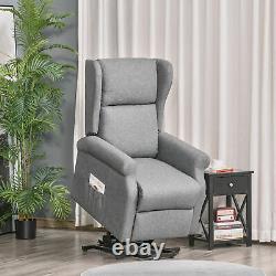 HOMCOM Electric Rise Linen Fabric Recliner Armchair Power with Remote Control Grey