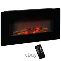 HOMCOM Wall-Mounted Electric Fireplace Remote Control & Timer Included