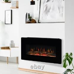 HOMCOM Wall-Mounted Electric Fireplace Remote Control & Timer Included