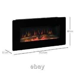 HOMCOM Wall-Mounted Electric Fireplace Remote Control & Timer Included