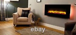 Holbeck Wall Mounted Electric Fire, Black Flat Glass with Remote Control