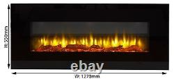 Holbeck Wall Mounted Electric Fire, Black Flat Glass with Remote Control