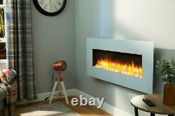 Holbeck Wall Mounted Electric Fire, White Flat Glass with Remote Control