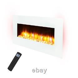 Holbeck Wall Mounted Electric Fire, White Flat Glass with Remote Control