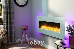 Holbeck Wall Mounted Electric Fire, White Flat Glass with Remote Control