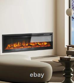 House Additions Electric Fireplace with Log Crystals and Remote Control Black