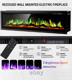 House Additions Electric Fireplace with Log Crystals and Remote Control Black