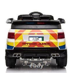 Kids Dual Drive 12V 7Ah Police Car with 2.4G Electric Remote Control White