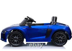 Kids Electric Ride On Car 12v Audi R8 Model & Parental Remote Control Blue Ex