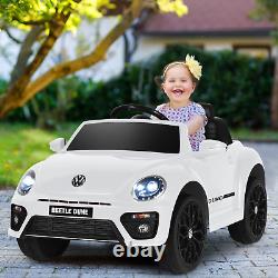 Kids White Beetle Electric Ride on Car with Remote Control 12V