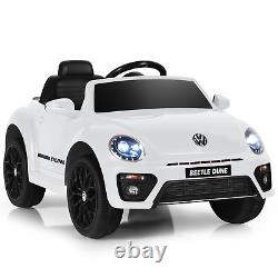 Kids White Beetle Electric Ride on Car with Remote Control 12V