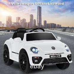 Kids White Beetle Electric Ride on Car with Remote Control 12V