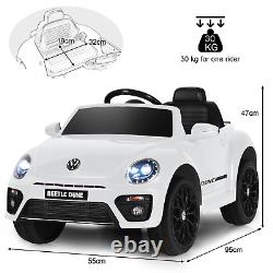 Kids White Beetle Electric Ride on Car with Remote Control 12V