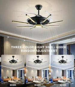 LED Ceiling Fan Light Dimmable Remote Control 60W Timing Function 6 Speed Nordic