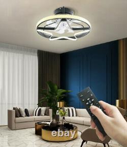 LED Ceiling Fan Light Dimmable Remote Control Timing Function 6 Speed 65W Black