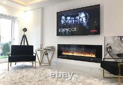 Media Wall Electric Fire Wall Mounted Flush 50 60 inch White Black Grey