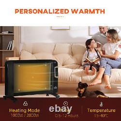 Mica Electric Space Heater, Portable Heater for Home with 2 Heat Settings Black