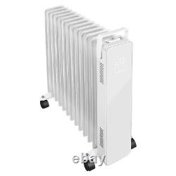 Oil Filled Radiator 11 13 Fin Electric Portable Heater Thermostat Black White UK