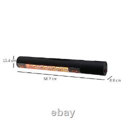 Outdoor Wall Mount Electric Halogen Heater Warmer with Remote Control Black