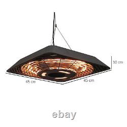 Patio Electric Hanging Ceiling Heater 2000W Halogen with Remote Control Aluminium