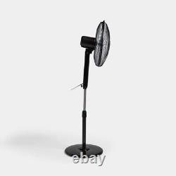 Pedestal Standing Electric Fan Cooling Oscillating Remote Control 16'' Black