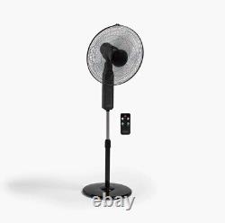 Pedestal Standing Electric Fan Cooling Oscillating Remote Control 16'' Black