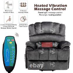 Power Lift Chair Electric Riser Massage Heat Recliner With Remote Control, Grey