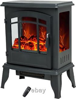 Premium Electric Freestanding Wood Stove with Remote Control, Portable Fireplac