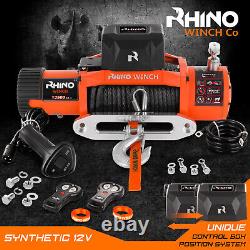 Rhino Electric Winch 12v 13500lb Synthetic Dyneema Rope Fairlead Remote Control