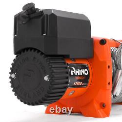 Rhino Electric Winch 12v 17500lb Steel Cable Heavy Duty Fairlead Remote Control