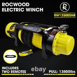RocwooD Electric Winch 135000lbs 12V Steel Heavy Duty Fairlead Remote Control