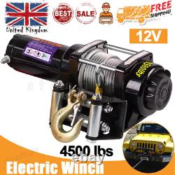 Updated Electric Winch 12v 4500lb/2025kg Steel Rope Wireless Remote Control UK