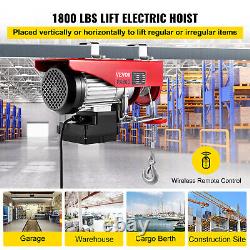 VEVOR Electric Wire Cable Hoist Winch Crane Lift 1800LBS Wireless Remote Control
