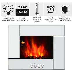 Wall Mount Electric Fireplace Heater With Remote Control Flame Effect 7 Day
