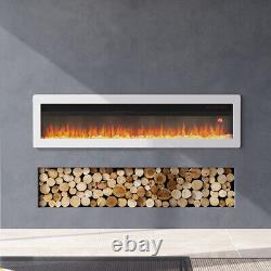 White Electric Fire Fireplace Standing Wall Mounted Inset Remote Control Flames