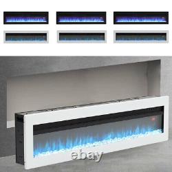 White Electric Fire Fireplace Standing Wall Mounted Inset Remote Control Flames