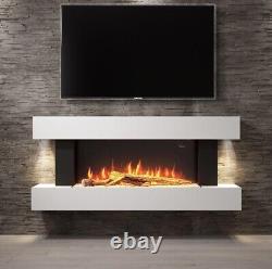 White Electric Fire with LED Flames and Remote Control