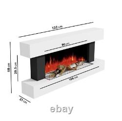 White Electric Fire with LED Flames and Remote Control