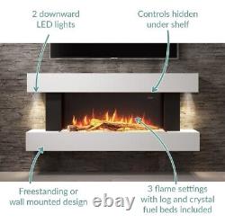 White Electric Fire with LED Flames and Remote Control