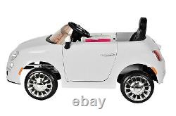 White Electric Ride on Car Fiat 500 12v with Parental Remote Control XX