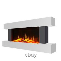 White Mantel H-Type Heating Fireplace Electric Wall Mounted Fire Place LED Flame